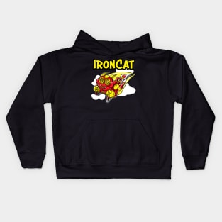 Iron Cat rocketing throught the sky Kids Hoodie